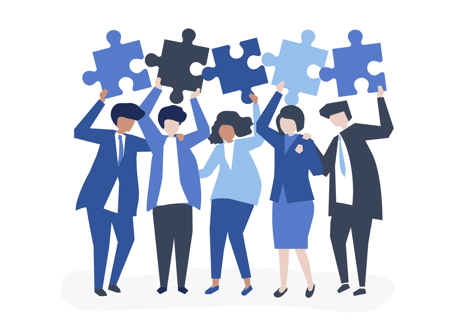 Équipe réunissant des pièces de puzzle, symbole de la structure et de la collaboration